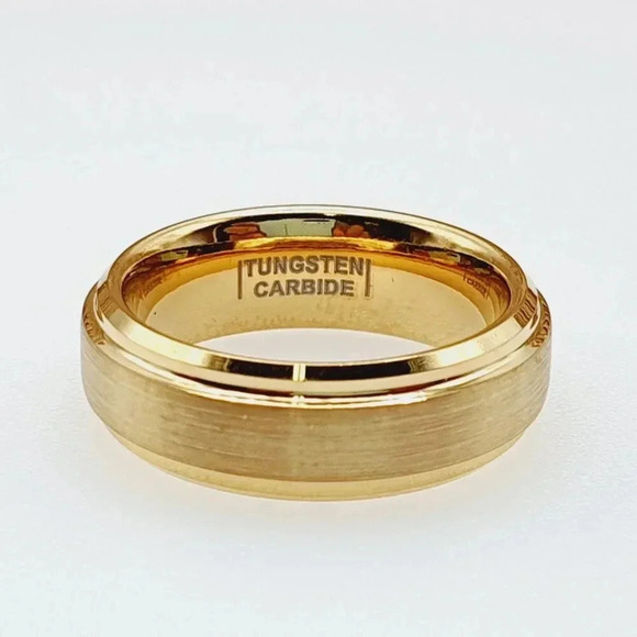 "Yellow Gold Tungsten Brushed Finish Wedding Ring for Women, GALTUN720 - Picture 7 of 11